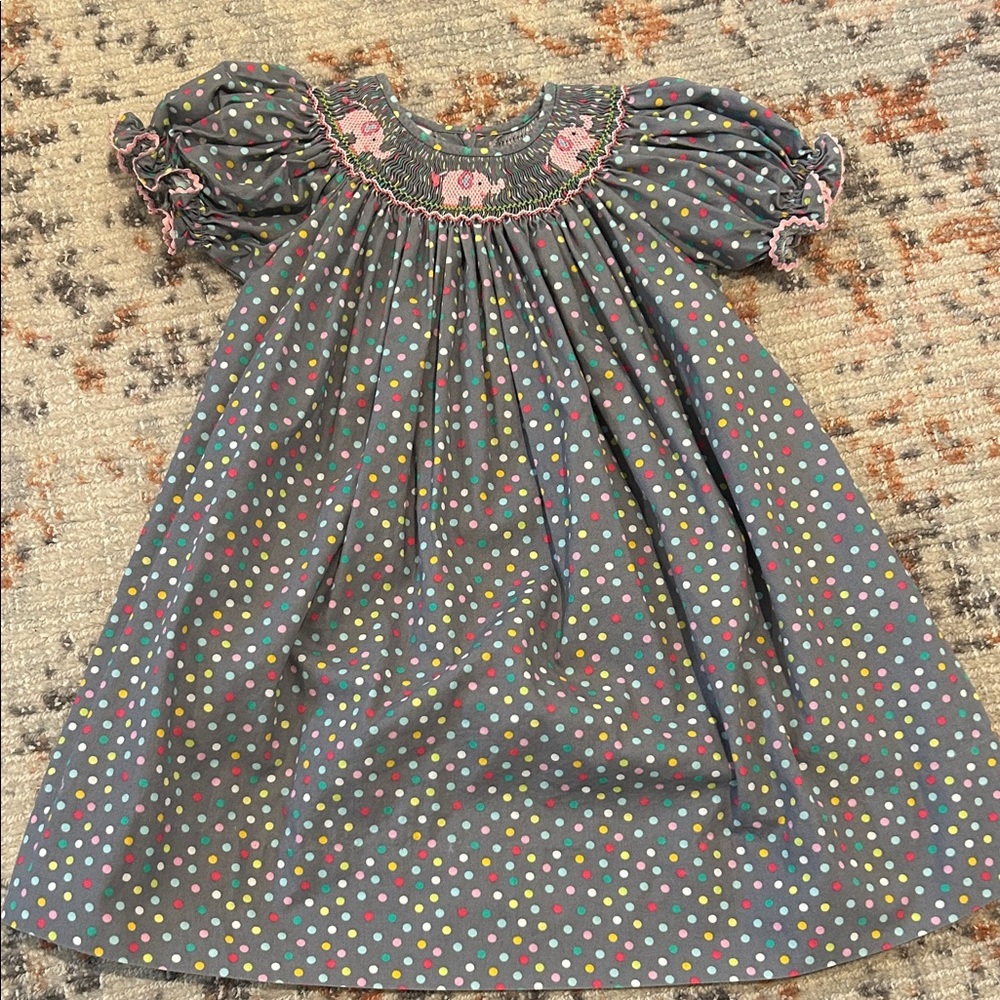 Polka Dot Smocked Kids Dress